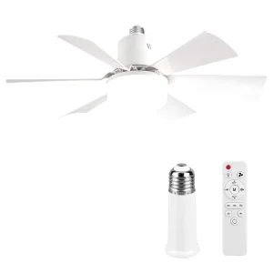 Ceiling Fan in Light Socket with Remote Ceiling Fan and Light 3 Speeds Dimmable